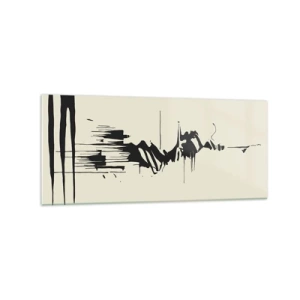 Cuadro sobre vidrio - Impresiones sobre Vidrio - Abstracción minimalista con líneas negras sobre un fondo claro. - 120x50cm - Abstracción apresurada - Decoración de pared moderna para salón y dormitorio ARTTOR