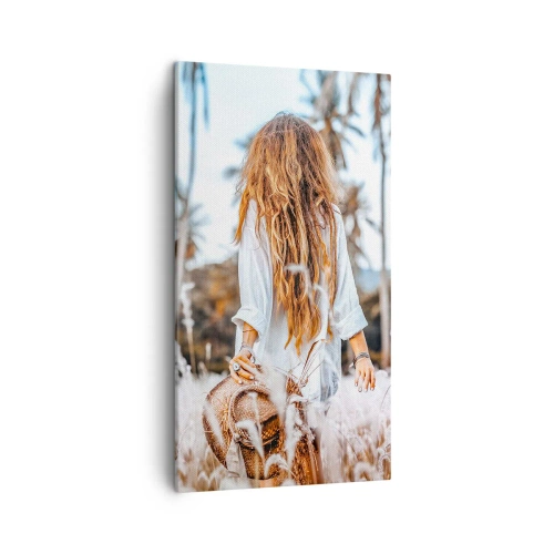 Cuadro sobre lienzo - Impresión de Imagen - Nacida en el plumón de la Tierra - 45x80 cm