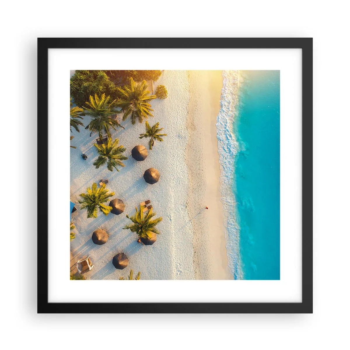 Póster en marco negro - Bienvenidos al paraíso - 40x40 cm