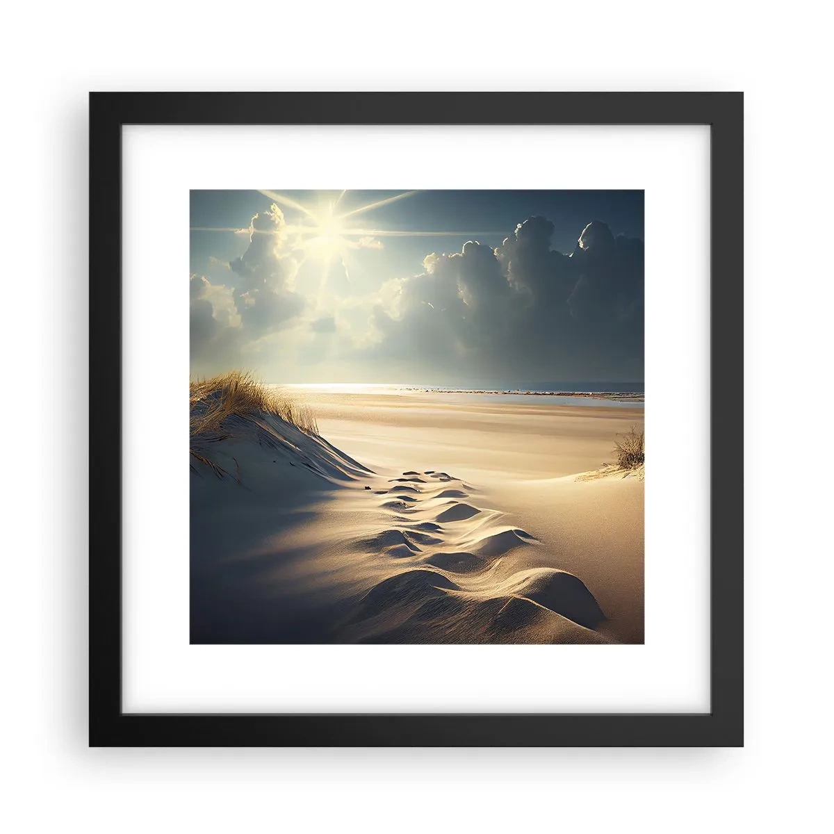 Póster en marco negro - Paisaje tranquilizador - 30x30 cm
