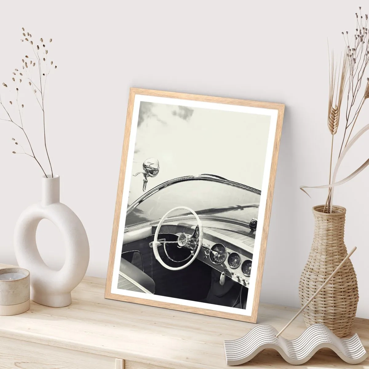 Póster en marco roble claro - Tiempo para los ricos - 50x70 cm