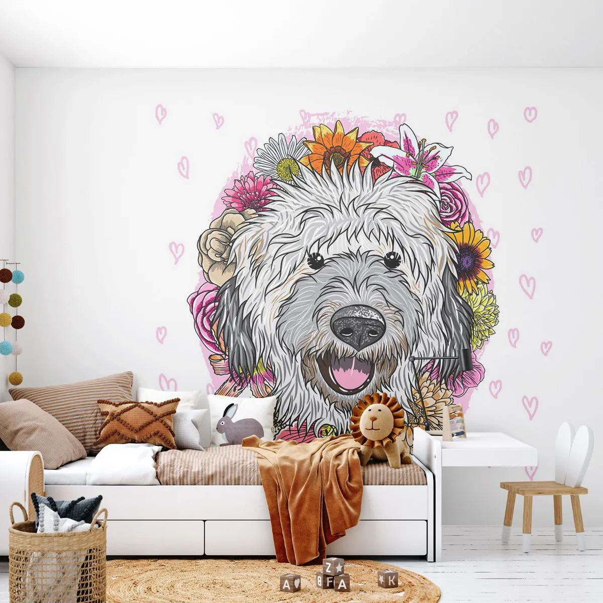 Fotomural personalizado Standard Eco - Alegría de cachorro - Abstracción, Perro, Para niños