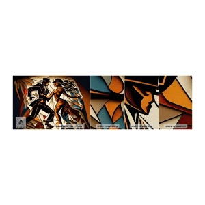 Muestra de fotomural Premium Sand - Danza de pasión - Cubismo, Bailar, Pareja - 100x30 cm