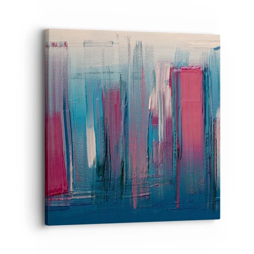 Cuadro sobre lienzo - Impresión de Imagen - Composición vertical en azul y rojo - 30x30 cm