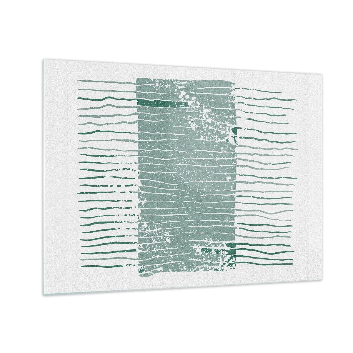 Cuadro sobre vidrio - Impresiones sobre Vidrio - Las líneas horizontales del mar con un efecto desgastado crean una estructura abstracta. - 70x50cm - Abstracción marina - Decoración de pared moderna para salón y dormitorio ARTTOR