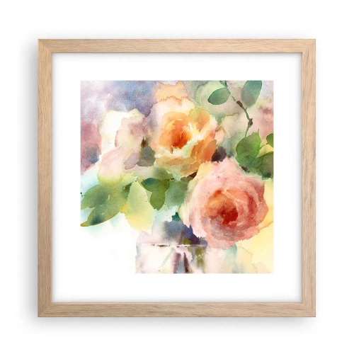 Póster en marco roble claro - Delicado como una acuarela - 30x30 cm