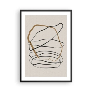Póster en marco negro - Abstracción minimalista con líneas dinámicas. - 50x70cm - Composición: danza lineal - Decoración de pared moderna para salón y dormitorio ARTTOR