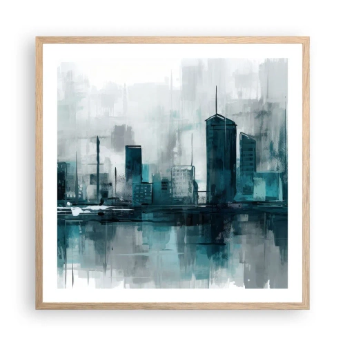 Póster en marco roble claro - Ciudad color lluvia - 60x60 cm