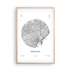 Póster en marco roble claro - Anatomía de Barcelona - 61x91 cm