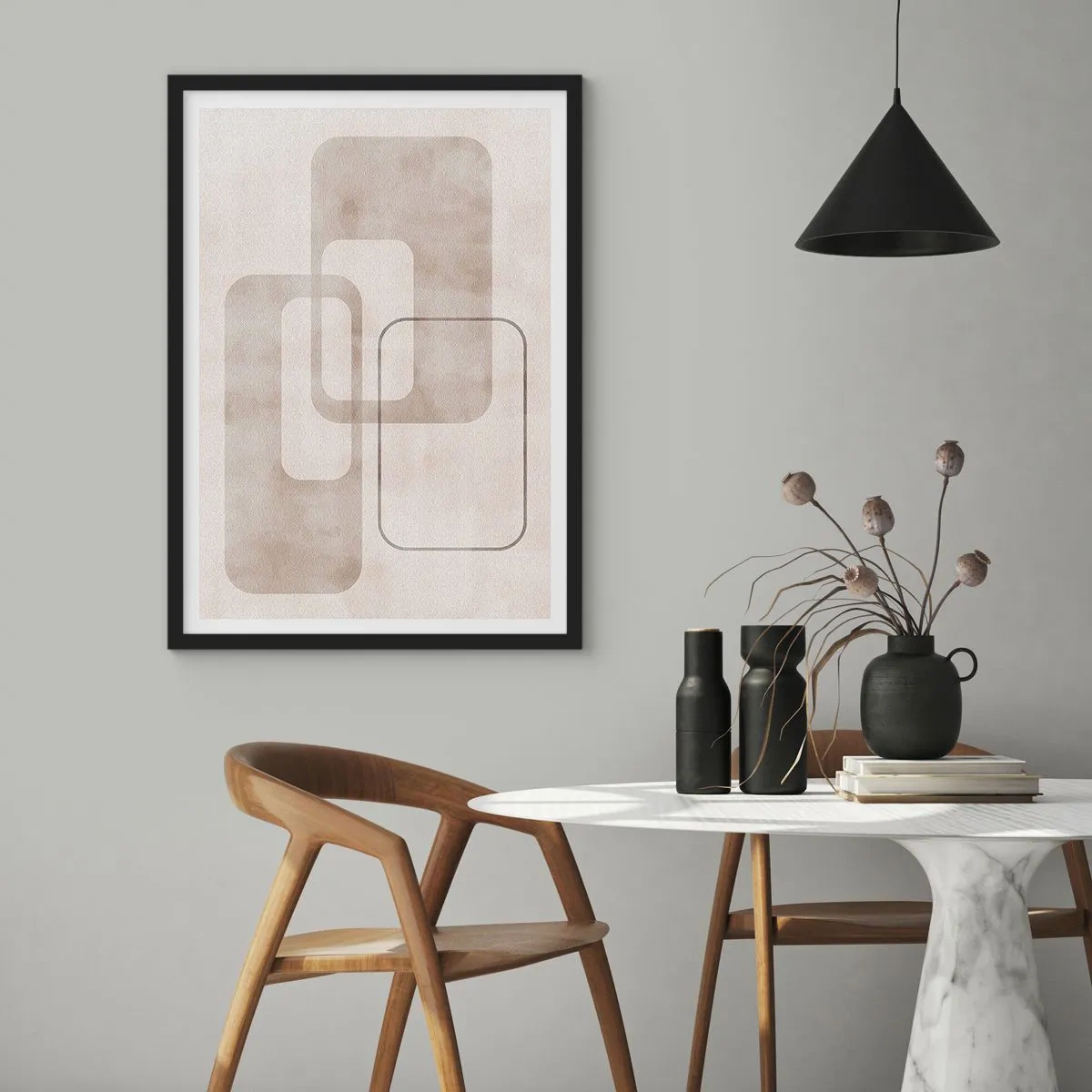 Póster en marco negro - Fuga geométrica - 61x91 cm