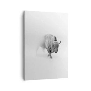 Cuadro sobre lienzo - Impresión de Imagen - Bisonte blanco en un entorno minimalista - 50x70cm - Rey de la pradera - Decoración de pared moderna para salón y dormitorio ARTTOR