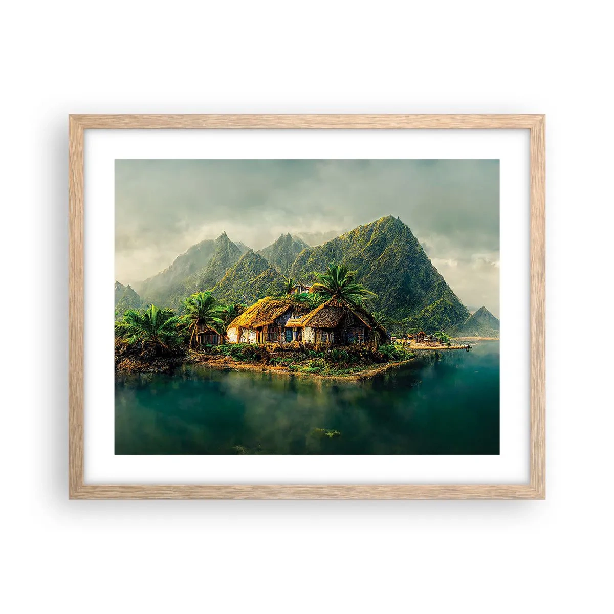 Póster en marco roble claro - Paraíso tropical - 50x40 cm