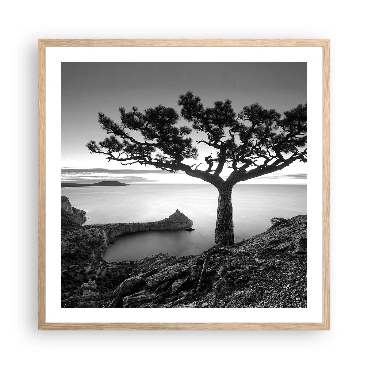 Póster en marco roble claro - Calma hasta el horizonte - 60x60 cm