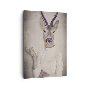 Cuadro sobre lienzo - Impresión de Imagen - Un tríptico con figuras de animales con ropa humana sobre un fondo artístico. - 50x70cm - Que los gestos hablen - Decoración de pared moderna para salón y dormitorio ARTTOR