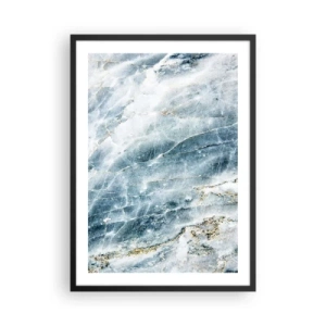 Póster en marco negro - Mármol azul con sutiles vetas doradas. - 50x70cm - El mundo de hielo - Decoración de pared moderna para salón y dormitorio ARTTOR
