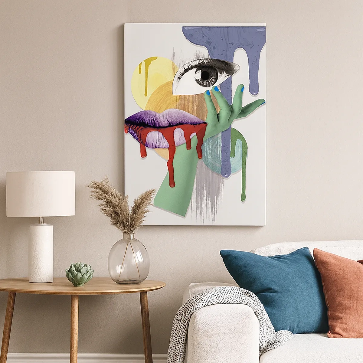 Cuadro sobre lienzo - Impresión de Imagen - Retrato deconstruido con elementos abstractos - 50x70cm - Un retrato deconstruido - Decoración de pared moderna para salón y dormitorio ARTTOR