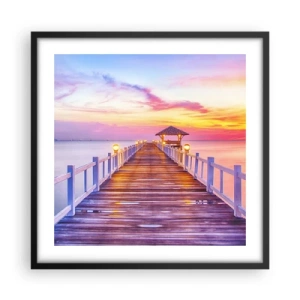 Póster en marco negro - El silencio lila-dorado de la tarde - 50x50 cm