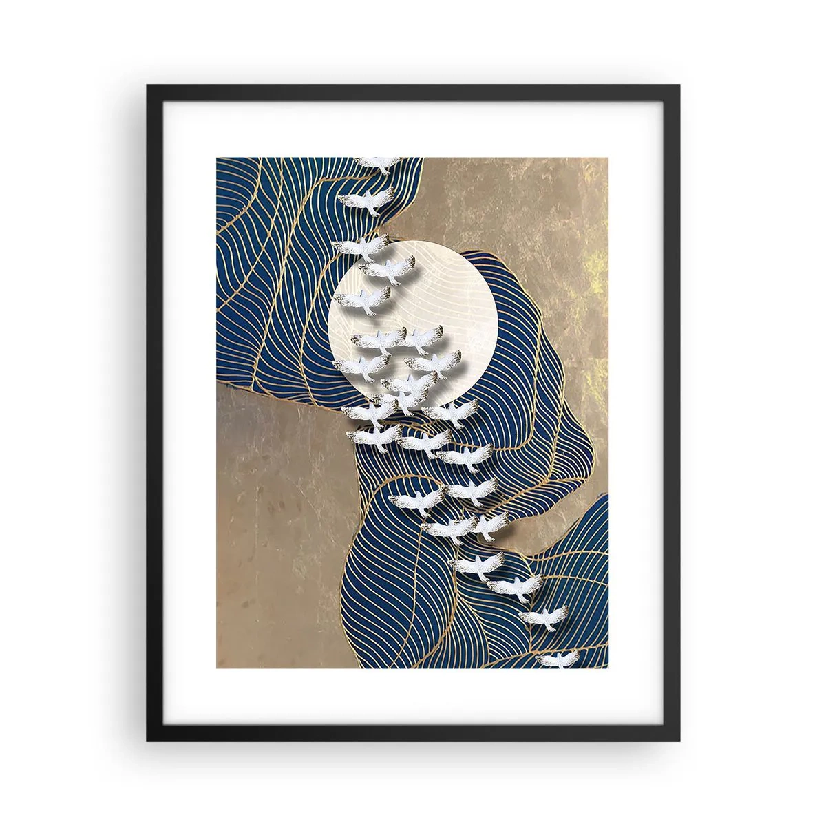 Póster en marco negro - Libertad en bandada comunidad - 40x50 cm