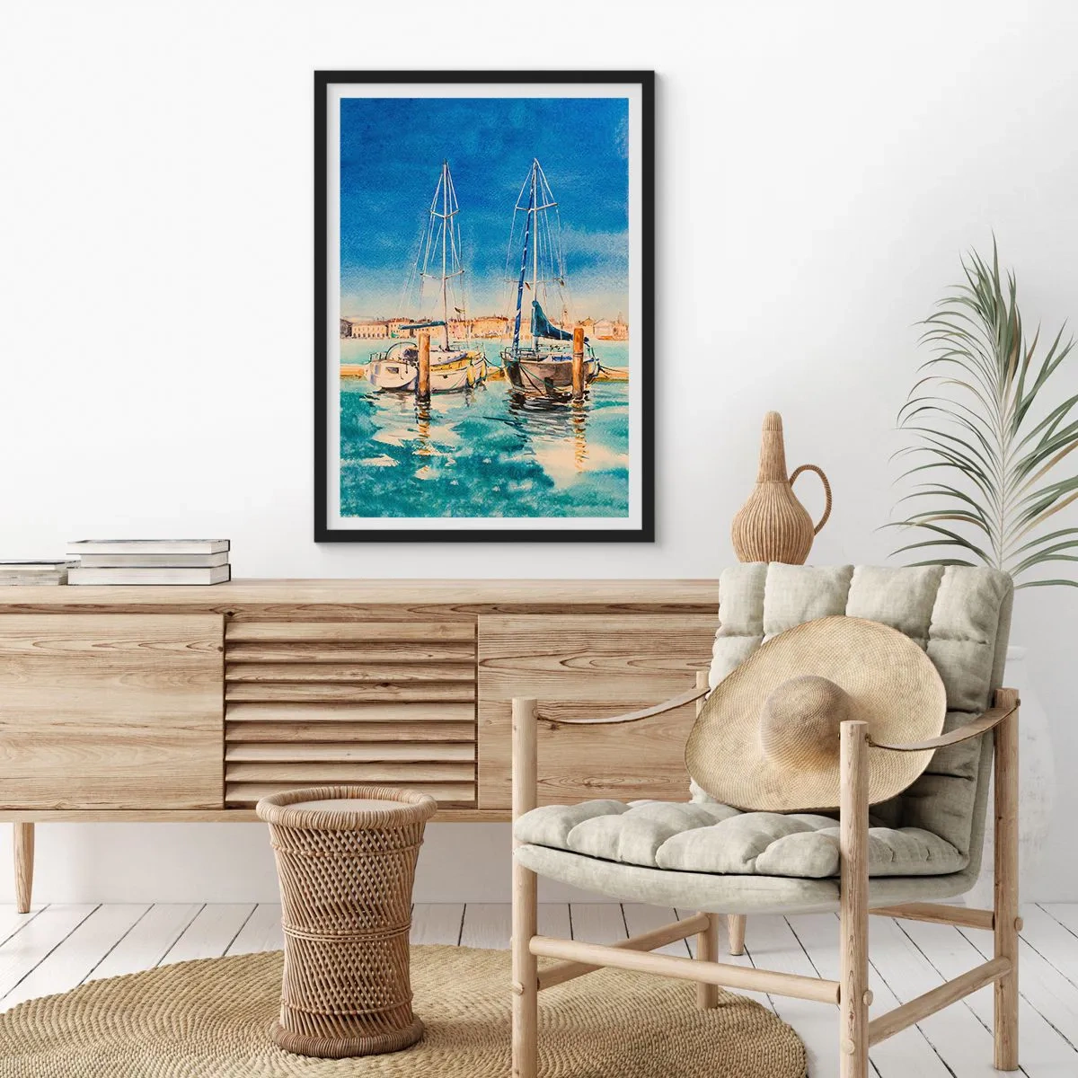 Póster en marco negro - Laguna soleada - 40x50 cm