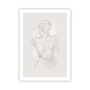 Póster - Una delicada silueta femenina en una línea continua. - 50x70cm - Como un cuerpo sensible - Decoración de pared moderna para salón y dormitorio ARTTOR