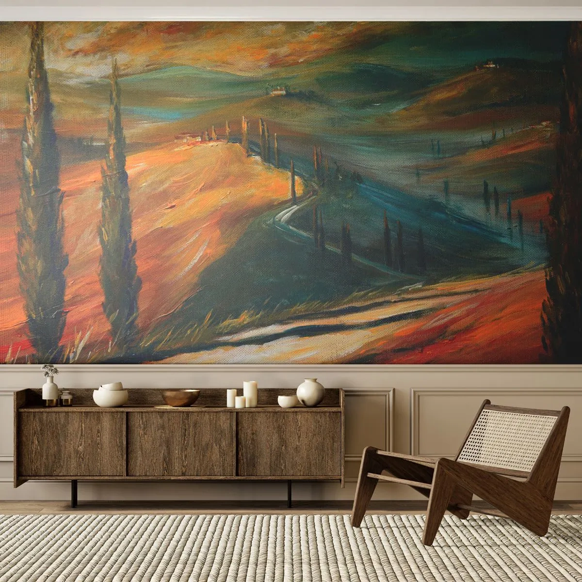 Fotomural Premium Sand - Paisaje toscano - Paisaje, toscana, Viajes - 350x256 cm