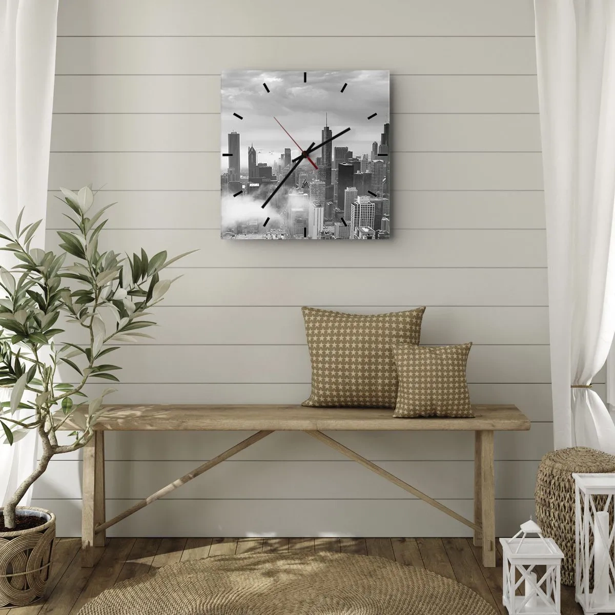 Reloj de pared - Reloj de vidrio - Paisaje americano - 40x40 cm