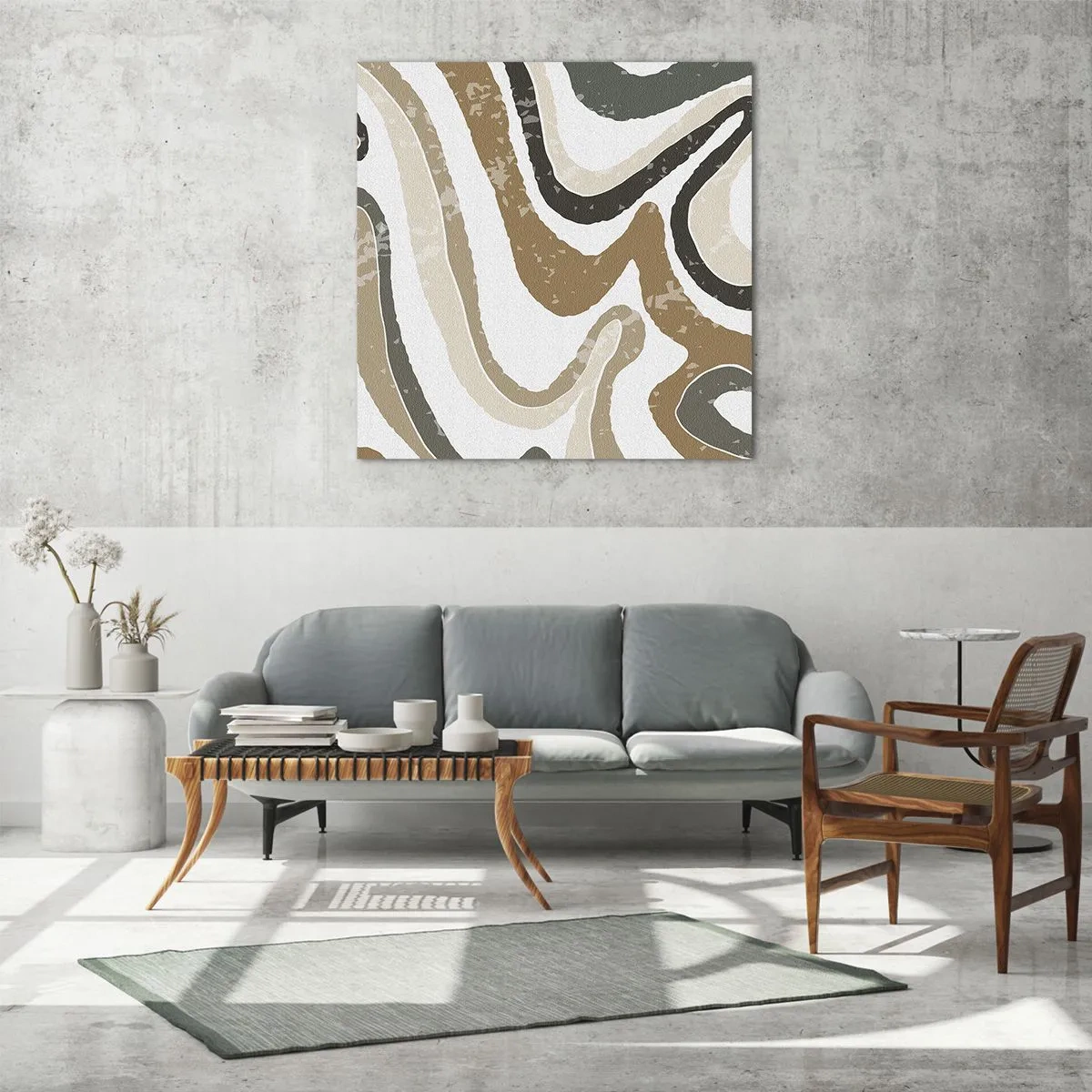 Cuadro sobre vidrio - Impresiones sobre Vidrio - Meandros de colores terrosos - 60x60 cm