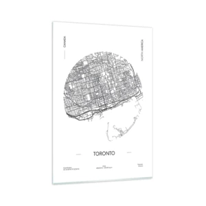 Cuadro sobre vidrio - Impresiones sobre Vidrio - Un mapa de Toronto en un estilo minimalista en blanco y negro - 80x120cm - Anatomía de Toronto - Decoración de pared moderna para salón y dormitorio ARTTOR
