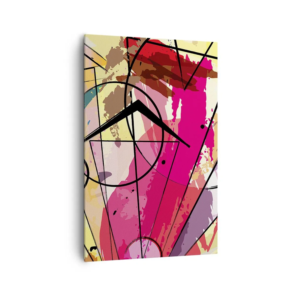 Cuadro sobre lienzo - Impresión de Imagen - Abstracción con líneas y formas geométricas. - 80x120cm - Explosión - Decoración de pared moderna para salón y dormitorio ARTTOR