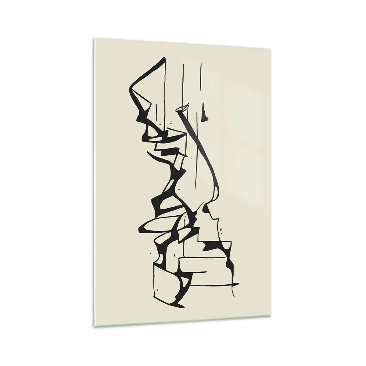 Cuadro sobre vidrio - Impresiones sobre Vidrio - Dibujo abstracto de montañas en blanco y negro - 70x100cm - Tal vez sea un paisaje - Decoración de pared moderna para salón y dormitorio ARTTOR