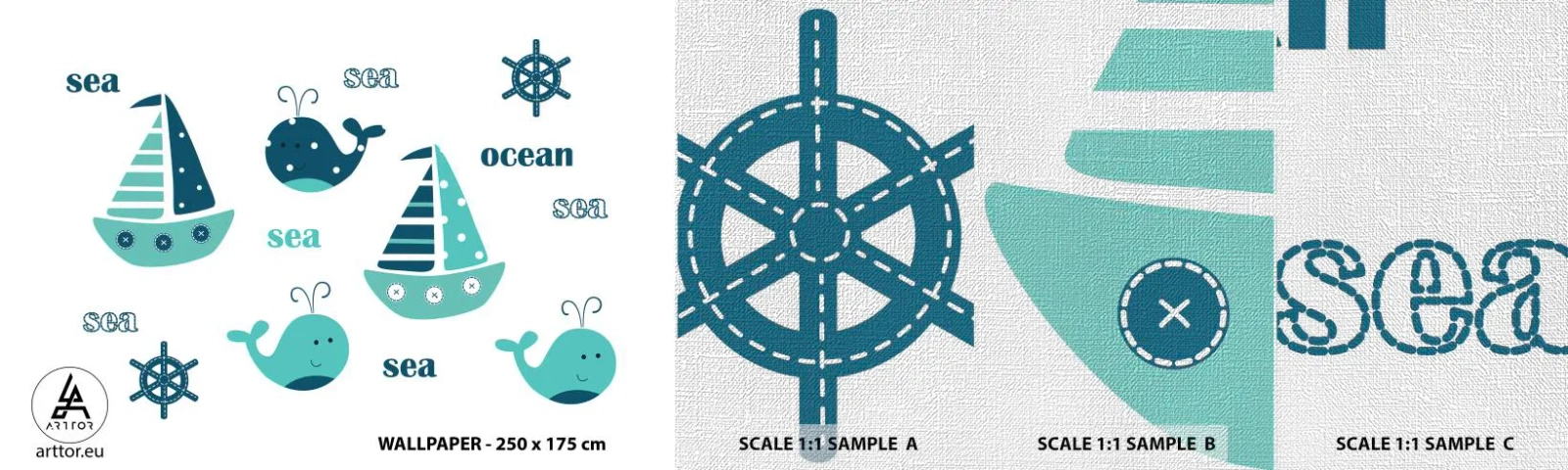 Muestra de fotomural Premium Canvas - A través de mares y océanos - Para niños, Náutico, Velero - 100x30 cm