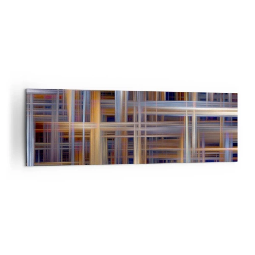Cuadro sobre lienzo - Impresión de Imagen - Patrones geométricos abstractos en colores pastel - 160x50cm - Tejido de luz - Decoración de pared moderna para salón y dormitorio ARTTOR