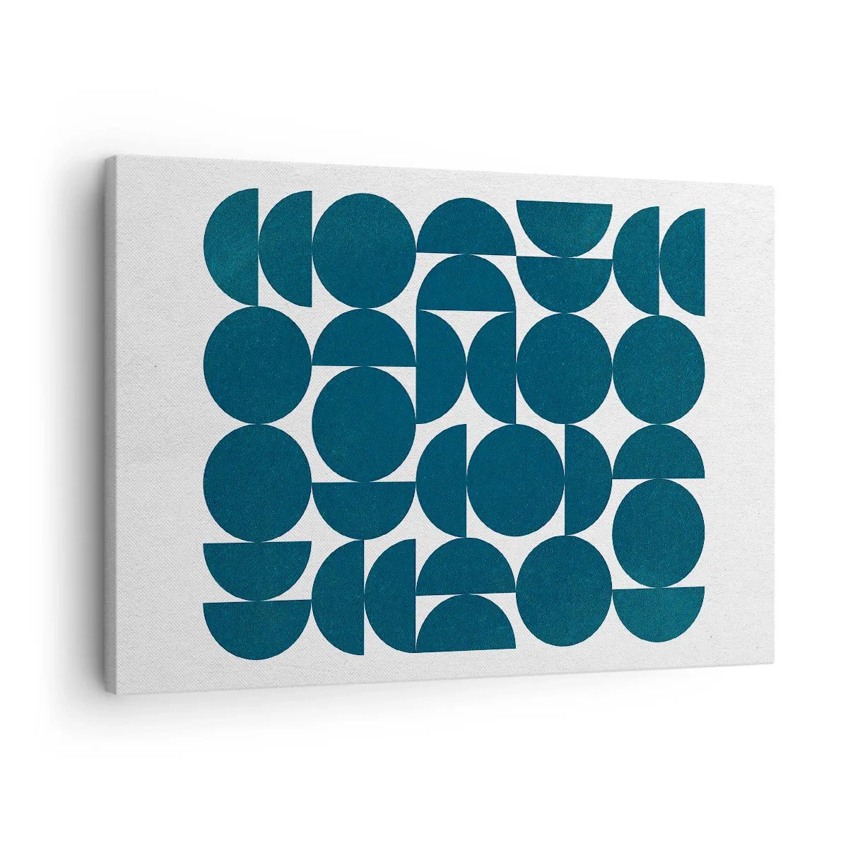 Cuadro sobre lienzo - Impresión de Imagen - Formas geométricas en tonos azul marino sobre fondo blanco. - 70x50cm - Círculos y semicírculos - Decoración de pared moderna para salón y dormitorio ARTTOR