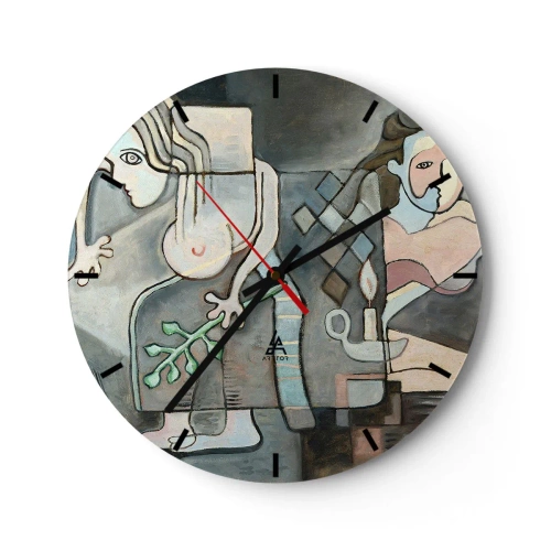 Reloj de pared - Reloj de vidrio - Una composición abstracta de dos figuras con elementos de mosaico. - 30x30cm - Un mosaico de espíritu y materia - Decoración de pared moderna para salón, cocina y dormitorio ARTTOR
