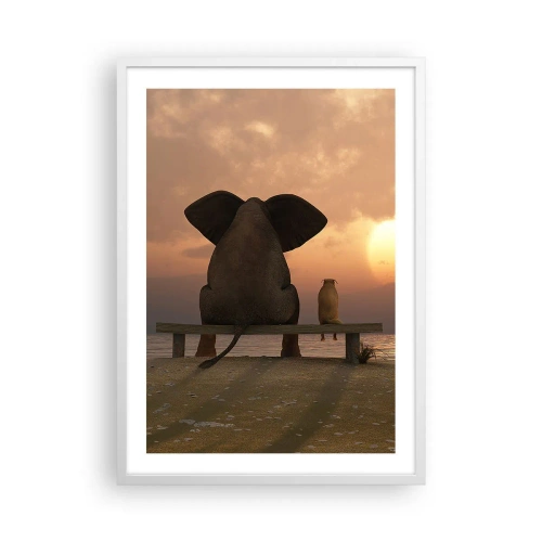 Póster en marco blanco - Es bueno estar en silencio juntos - 50x70 cm