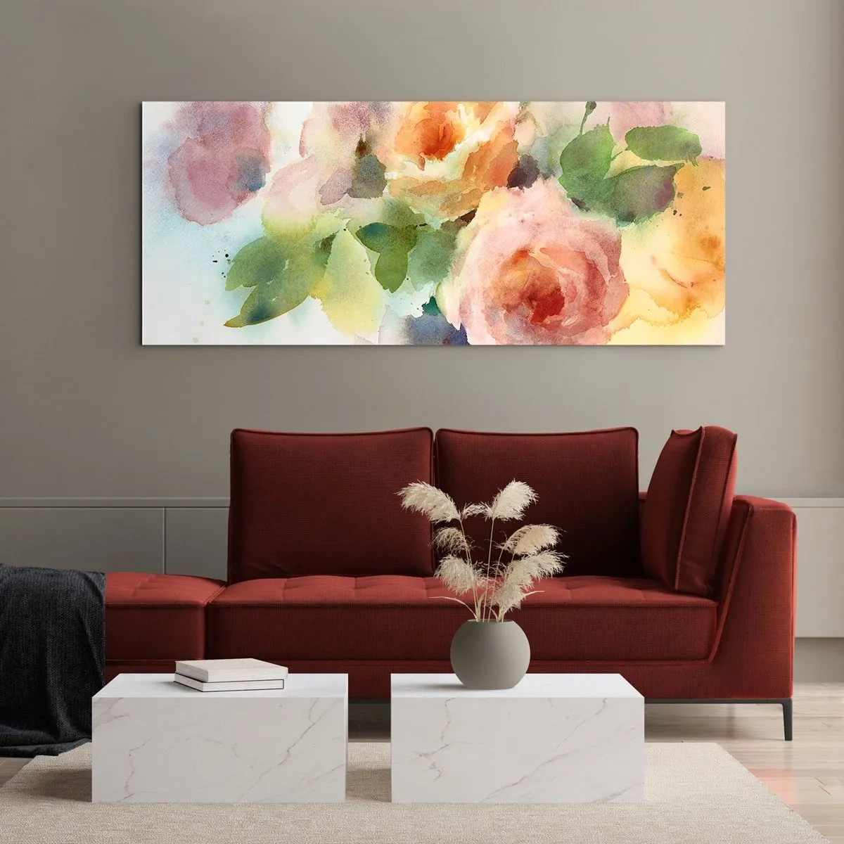 Cuadro sobre vidrio - Impresiones sobre Vidrio - Delicado como una acuarela - 100x40 cm