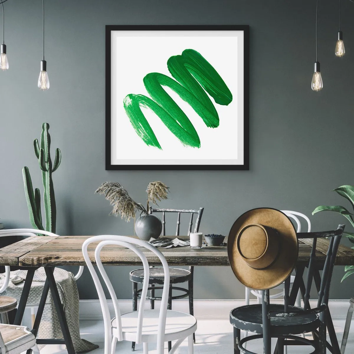 Póster en marco negro - Una broma verde - 60x60 cm