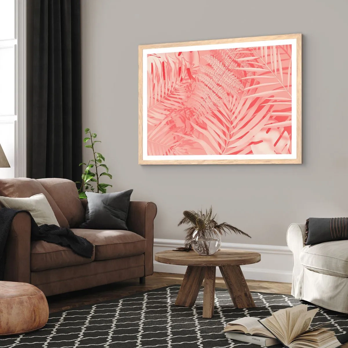 Póster en marco roble claro - Concepto rosa - 40x30 cm