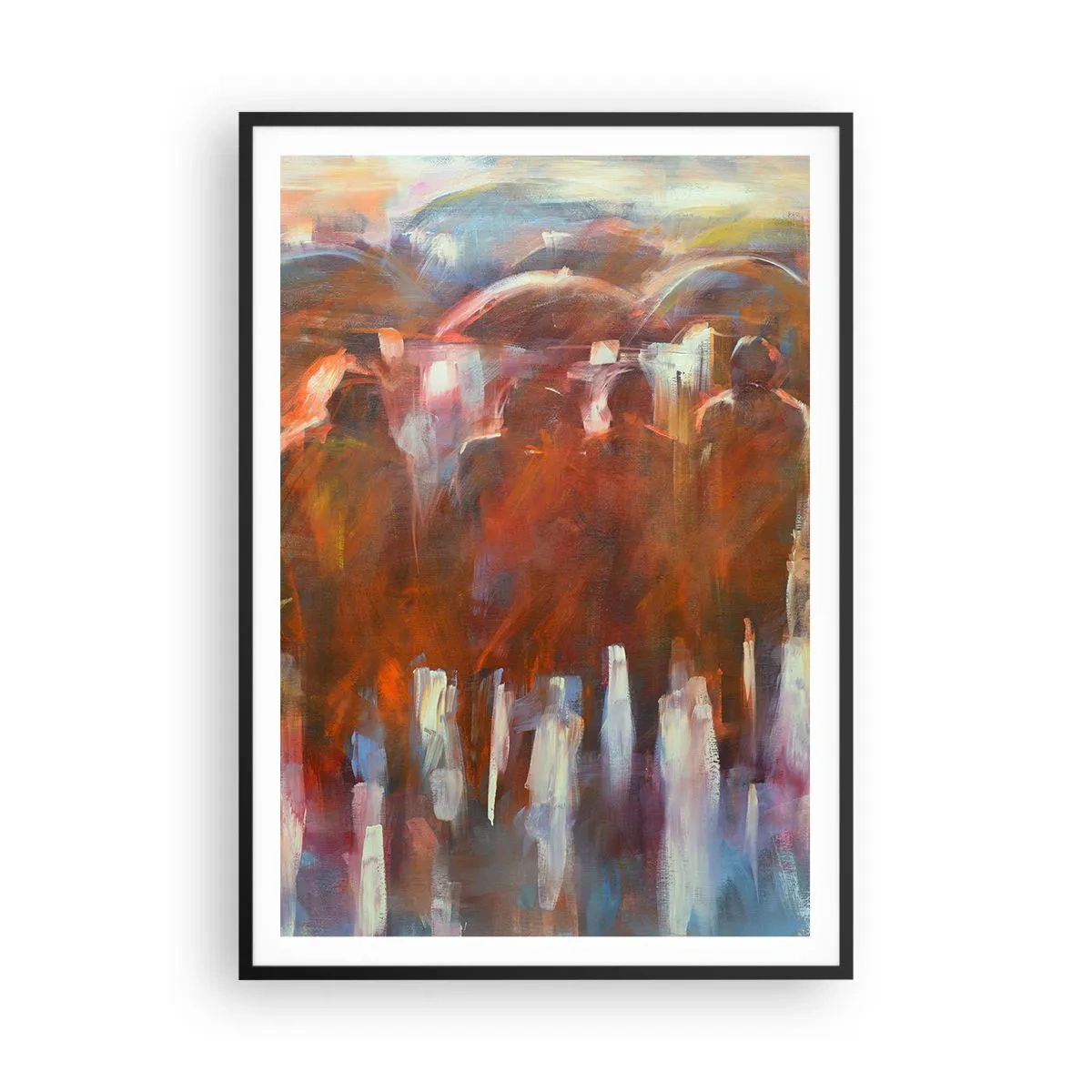 Póster en marco negro - Iguales entre la niebla - 70x100 cm