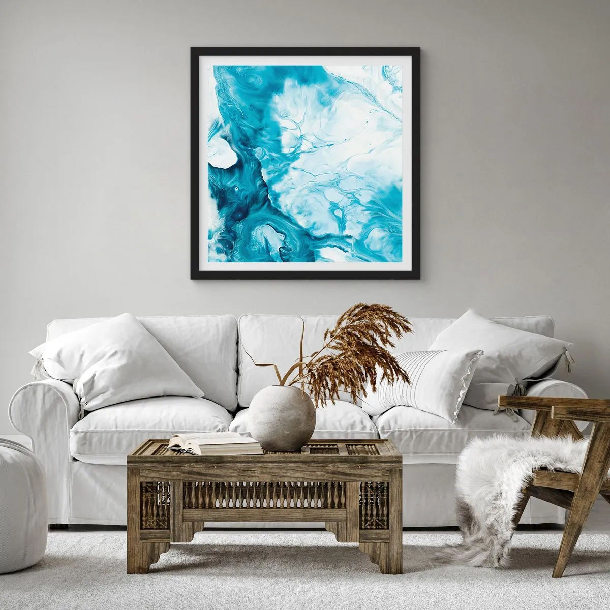 Póster en marco negro - Un concierto azul - 30x30 cm