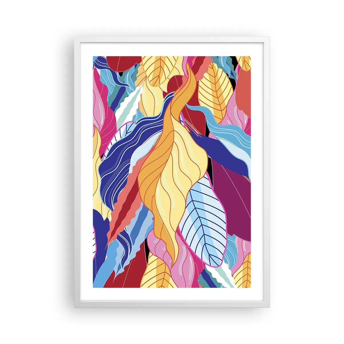 Póster en marco blanco - Desorden colorido - 50x70 cm