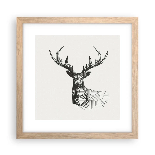 Póster en marco roble claro - Ciervo en estilo cubista - 30x30 cm