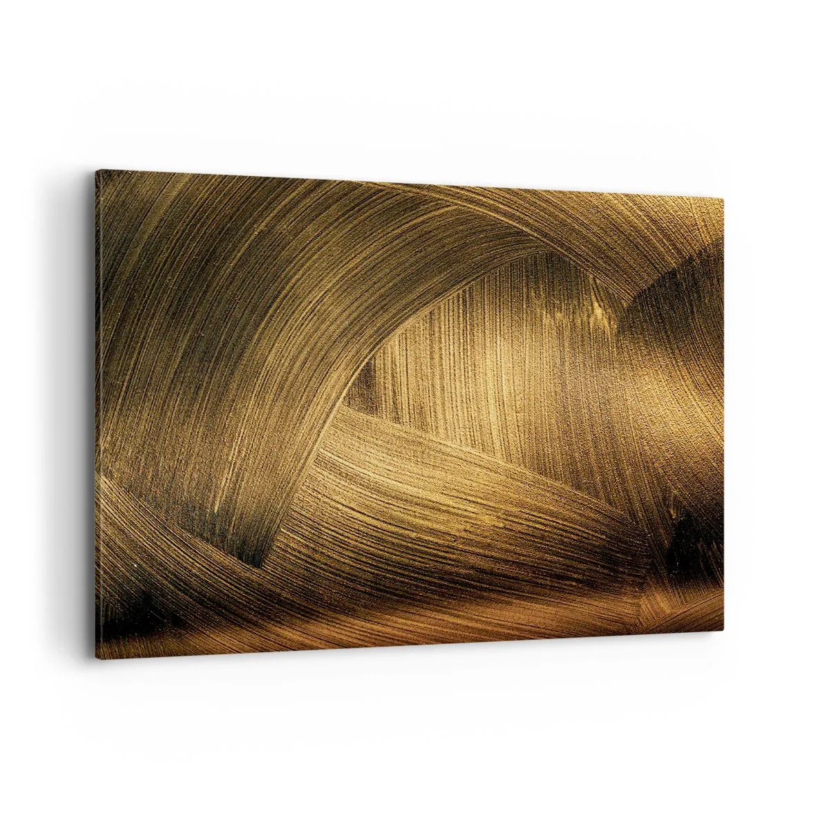 Cuadro sobre lienzo - Impresión de Imagen - Pinceladas abstractas doradas - 100x70cm - En un laberinto de oro - Decoración de pared moderna para salón y dormitorio ARTTOR