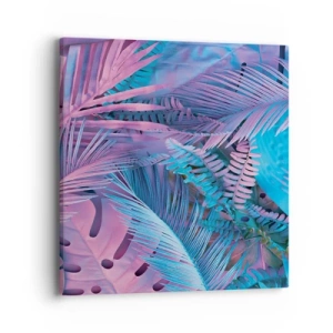 Cuadro sobre lienzo - Impresión de Imagen - Trópicos en rosa y azul - 40x40 cm