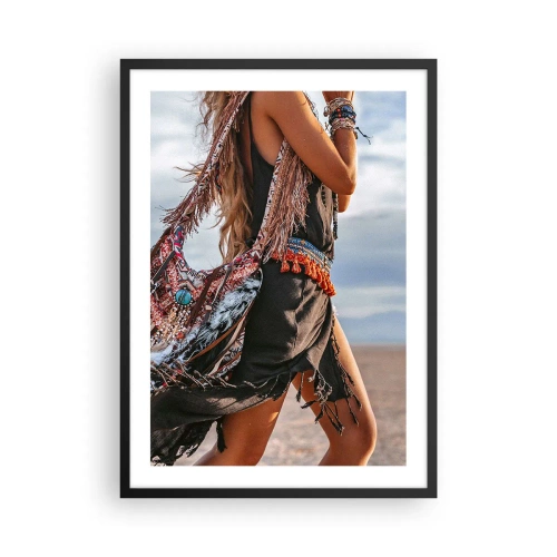 Póster en marco negro - Estilo bohemio con un paisaje desértico - 50x70cm - La chamana - Decoración de pared moderna para salón y dormitorio ARTTOR