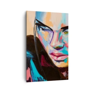 Cuadro sobre lienzo - Impresión de Imagen - Retrato de una mujer en vivos colores abstractos. - 80x120cm - Salvaje de corazón - Decoración de pared moderna para salón y dormitorio ARTTOR
