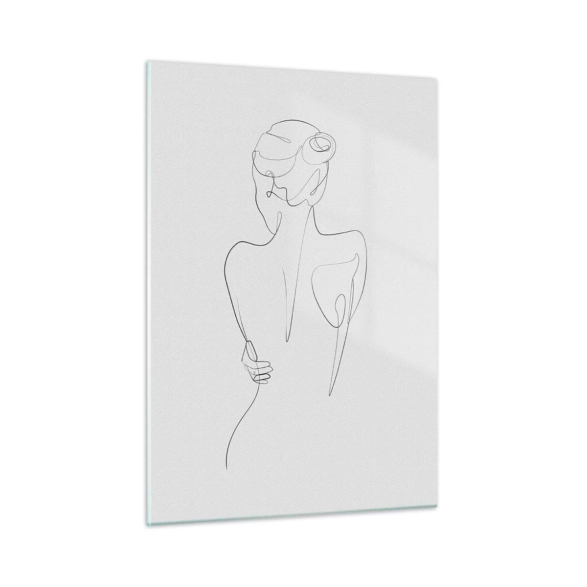 Cuadro sobre vidrio - Impresiones sobre Vidrio - Un delicado boceto de una sola línea de una mujer de espaldas. - 50x70cm - Música del cuerpo - Decoración de pared moderna para salón y dormitorio ARTTOR