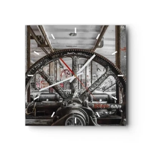 Reloj de pared - Reloj de vidrio - La vida secreta de una fábrica - 40x40 cm