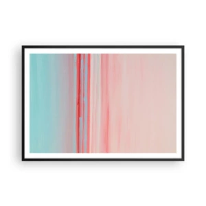 Póster en marco negro - Líneas pastel en tonos rosa y azul en una composición minimalista. - 100x70cm - Abstracción al amanecer - Decoración de pared moderna para salón y dormitorio ARTTOR