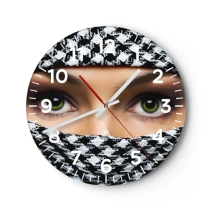 Reloj de pared - Reloj de vidrio - Hermosa mirada de ojos verdes - 30x30 cm